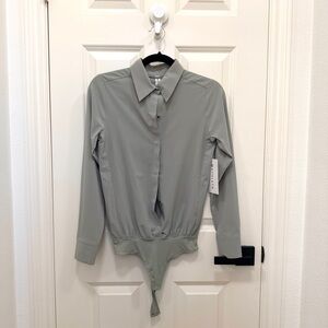 Athleta Light Green Long Sleeve Bodysuit Shirt